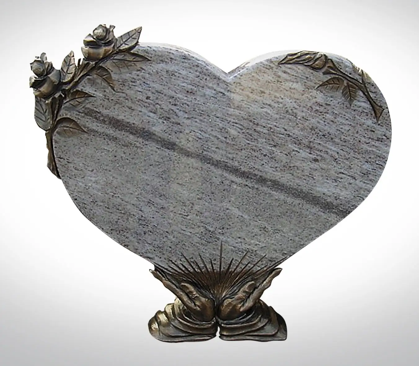 Nagrobek w kształcie serca z różą i rękoma - Nagrobki Bielsko-Biała