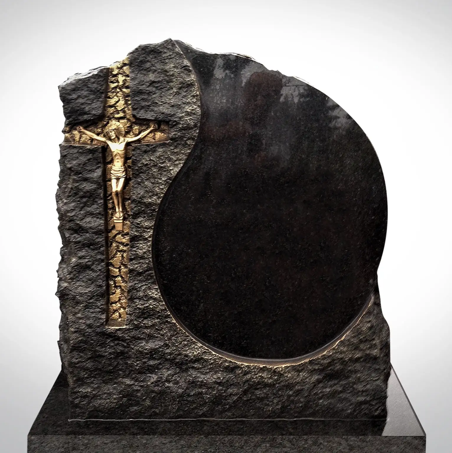 Złoty krzyż z Jezusem - Nagrobki Bielsko-Biała