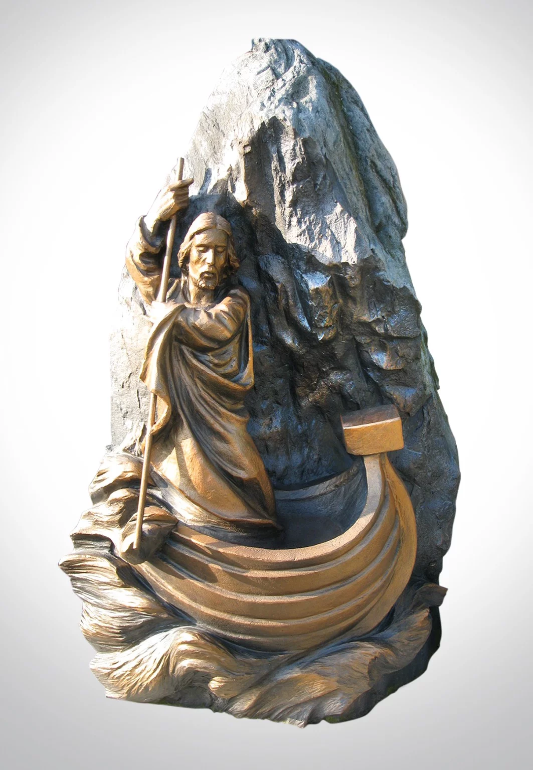 Rzeźba Jezusa na łodzi - Nagrobki Bielsko-Biała